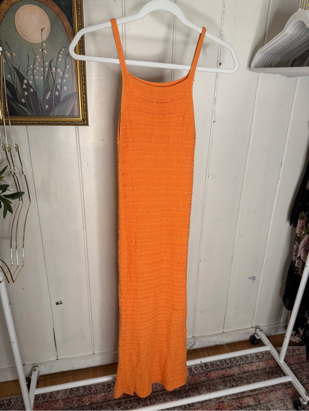 Sleeveless Orange Maxi Dress - Sleek Knit Summer Dress